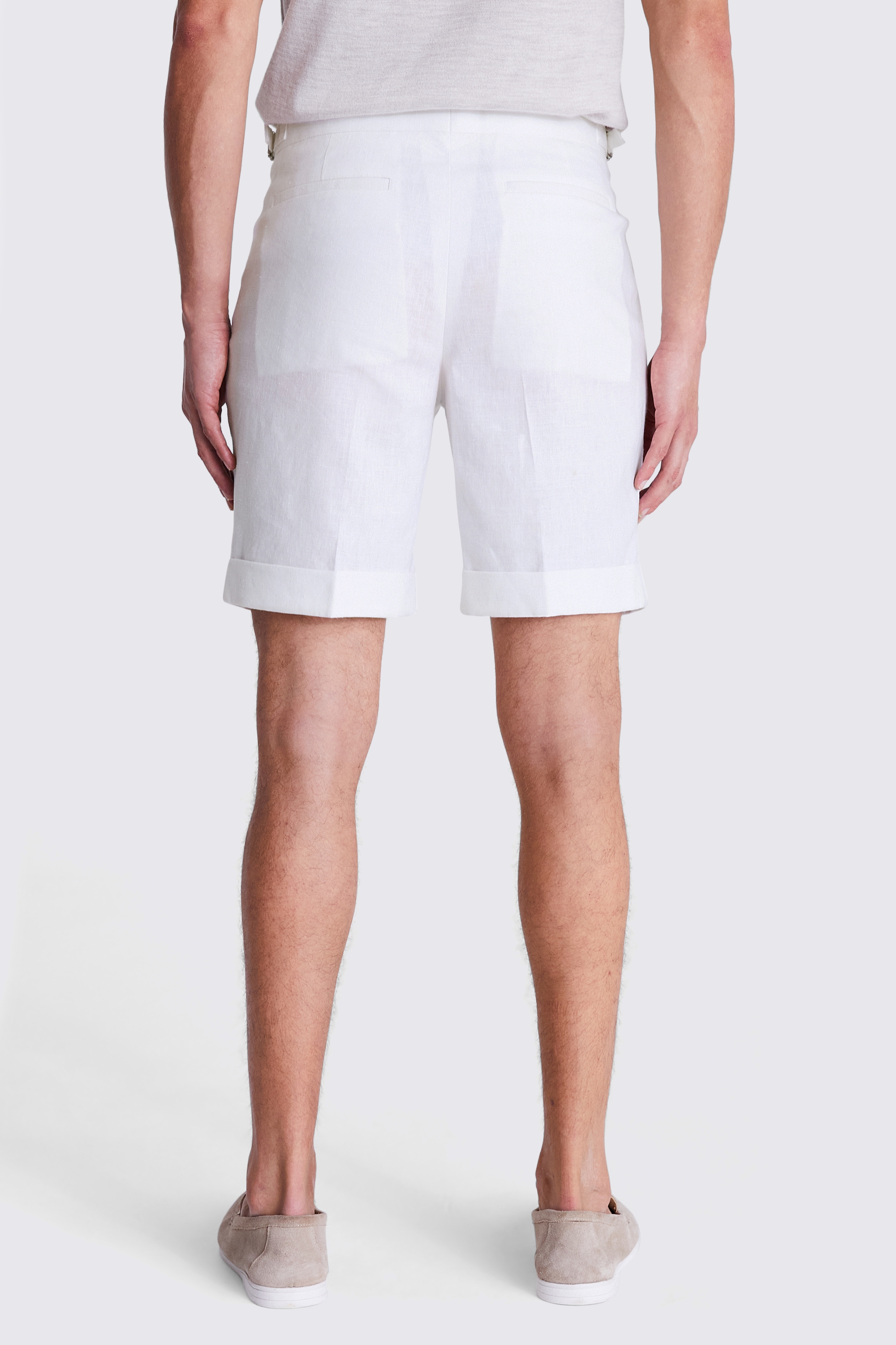 White Matte Linen Shorts